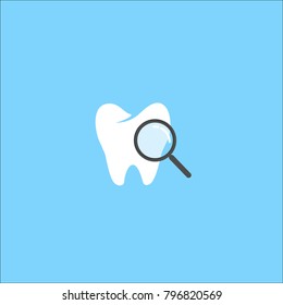 find dental. tooth. magnifier. simple. vector.