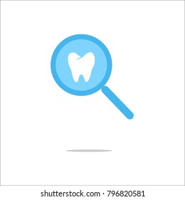 find dental. tooth. magnifier. simple. vector.