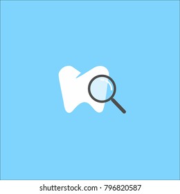 find dental. tooth. magnifier. simple. vector.