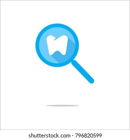 find dental. tooth. magnifier. simple. vector.