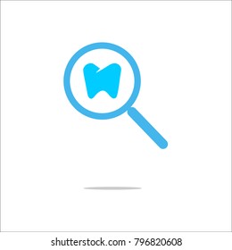 find dental. tooth. magnifier. simple. vector.