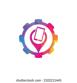 Find device gear logo design template. Device finder icon. Find the phone vector illustration.	