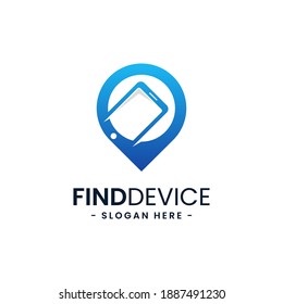 Find device logo design template. Device finder icon. Find the phone vector illustration. Modern phone location logo concept. Flat style for web, logo, graphic design, UI.