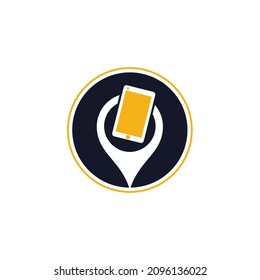 Find device logo design template. Device finder icon. Find the phone vector illustration.