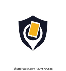 Find device logo design template. Device finder icon. Find the phone vector illustration.