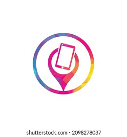 Find device logo design template. Device finder icon. Find the phone vector illustration.
