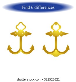 Find differences ( anchor ). Vector illustration.