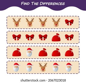 Find the differences between cartoon christmas. Searching game. Educational game for pre shool years kids and toddlers