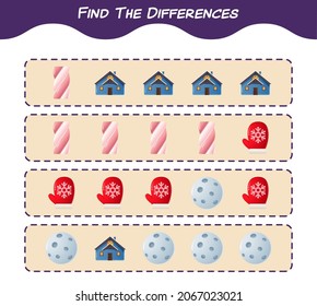 Find the differences between cartoon christmas. Searching game. Educational game for pre shool years kids and toddlers