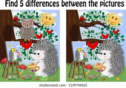 Find the differences between the pictures. Children's educational game.