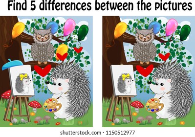 Find the differences between the pictures. Children's educational game.