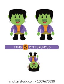 Find differences between pictures. Vector cartoon educational game. Cute pig in costume.