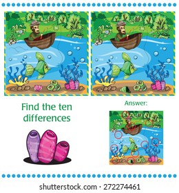 Find differences between the two images - Fisherman catching the fish