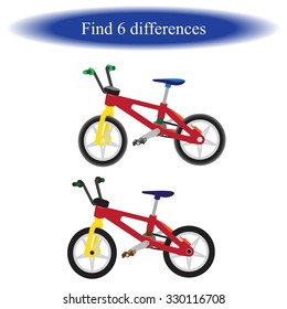  Find differences ( bike ) for children. Vector illustration.