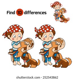 Find differences (Boy and dog playing pirates)