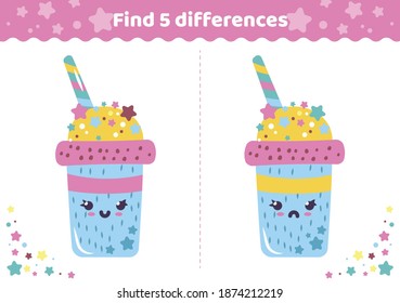 Find the differences of the drink. Funny kids game