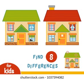 Find differences, education game for children, House