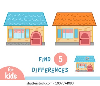 Find differences, education game for children, House