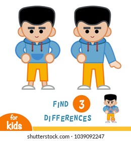 Find differences, education game for children, Boy in the hoody