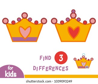 Find differences, education game for children, Crown