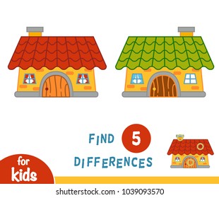 Find differences, education game for children, House