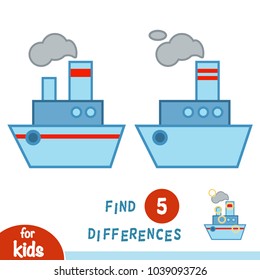 Find differences, education game for children, Steamship