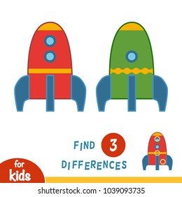 Find differences, education game for children, Spaceship