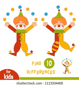 Find differences, education game for children, Clown