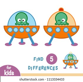 Find differences, education game for children, UFO