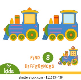 Find differences, education game for children, Train