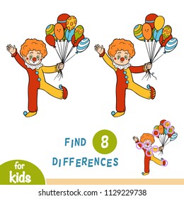 Find differences, education game for children, Clown