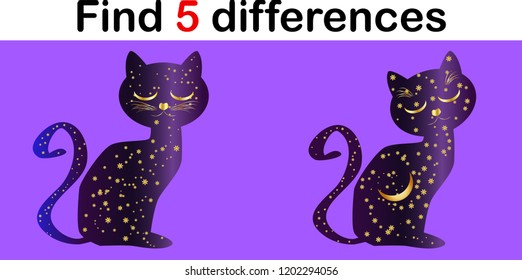Find differences, education game for children, Cat