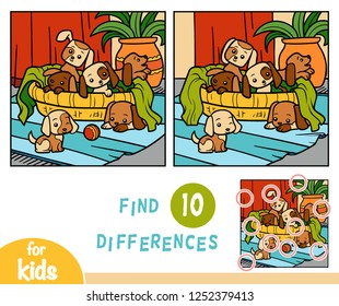 Find differences education game for children, Six dogs