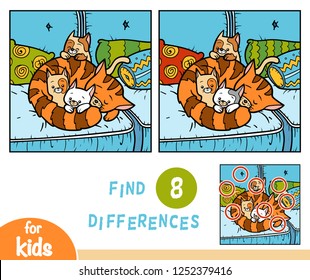 Find differences education game for children, Four cats