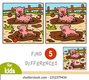 Find differences education game for children, Three pigs