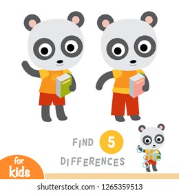 Find differences, education game for children, Panda and a book