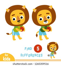 Find differences, education game for children, Lion and ball