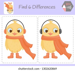 Find differences, education game for children. chicken. Animals on the farm.