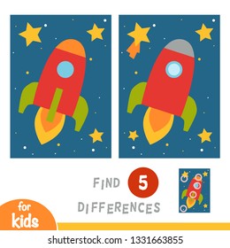 Find differences, education game for children, Rocket in space