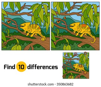 Find differences, education game for children: chameleon