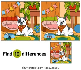 Find differences, education game for children (dog and background)