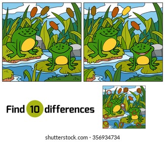 Find differences, education game for children (two frogs and swamp)