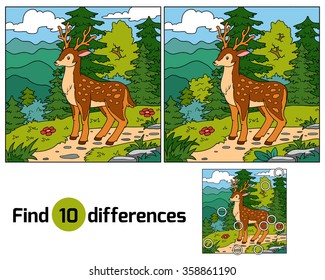 Find differences, education game for children (deer and background)