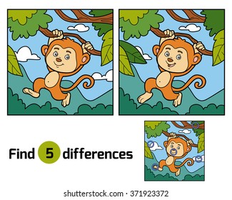 Find differences, education game for children (monkey and background)