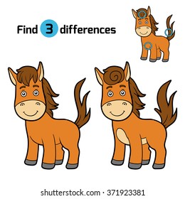 Find differences, education game for children (horse)