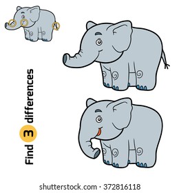 Find differences, education game for children (elephant)