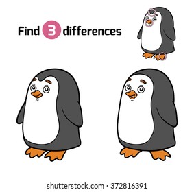 Find differences, education game for children (penguin)