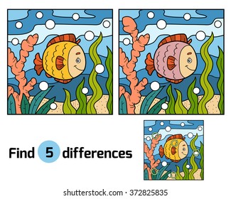 Find differences, education game for children (fish)