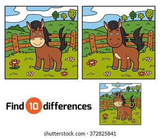 Find differences, education game for children (horse)