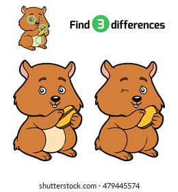 Find differences, education game for children, Hamster